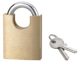 Brass Padlock with Half Wrapped Shackle